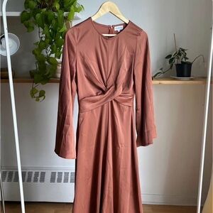 Elegant Long Sleeve Dress in Terracotta